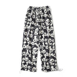 Women Sweatpants Panda Full Printed Men's Casual Pants Cartoon Couple Straight Wide Leg Pants