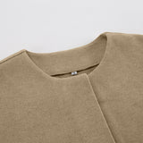 Women Trench Coat Woolen Coat O-neck Short Casual Loose Autumn Winter Retro