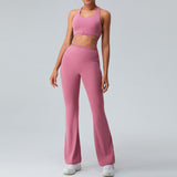Women Yoga Set Exercise Yoga Clothes Wide Leg Bootleg Pants