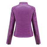 Red Leather Jacket Spring and Autumn Coat Women's Motorcycle Clothing Stand Collar Leather Jacket