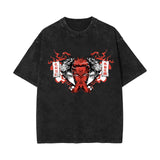 Summer, anime washed old retro short-sleeved T-shirt