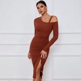 Women Dress off-Shoulder Autumn and Winter Sheath Long Sleeve Sexy Dress