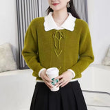Women Knitwear Spring and Autumn Lapel Knitwear Loose Sweater