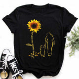 Maycaur Women's T-shirt Casual Kawaii Sunflower Butterfly