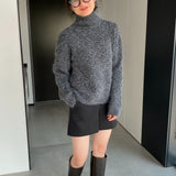 Women Winter Knitted Sweater Loose-Fitting Long Sleeve Sweater Sweater 1t8849