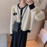 Women Knitted Cardigan Autumn Loose Crew Neck Top Coat