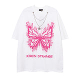 Men T Shirt Hip Hop Heart Graffiti Necklace Short Sleeve T-shirt