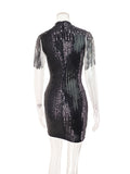 Women's Evening Gown Sexy Sheer Mesh Stitching Sequins Dress Evening Dress