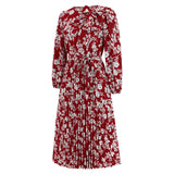 Women Date Dress Autumn and Winter Leisure Floral Print Long Sleeve Dress