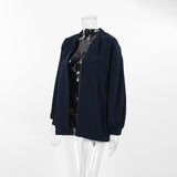 Women Trench Coat Jacket Baseball Uniform Windbreaker Jacket Loose Casual