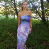 Women Dresses Summer Printing Slim Fit Backless Dress