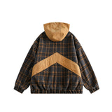 Unisex Jacket Autumn Vintage Plaid Hooded Jacket