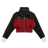 Women Jacket Autumn Leisure Lapel Zipper Embroidered Jacket