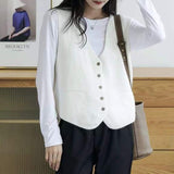 Women Knitted Cardigan Autumn and Winter Knitting Vest Cardigan Loose V-neck Vest