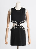 Women Dresses Sexy round Neck Sleeveless Hollow Dress (Qymy0409)