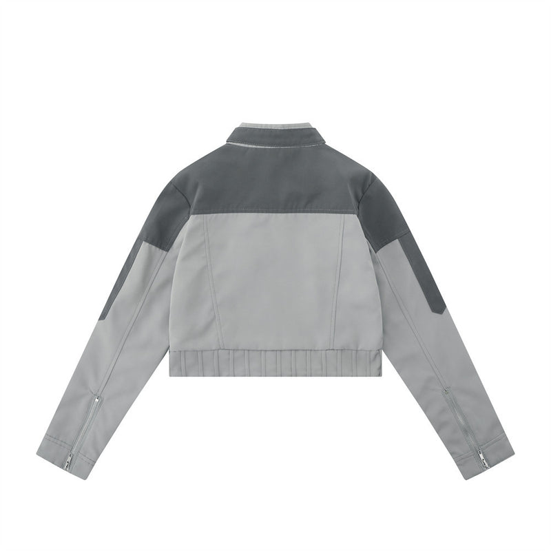 Women Jacket Irregular Zipper Cardigan Outerwear Stand-up Collar Jacket
