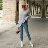 Women Knitted Sweater Fall Split Sweater