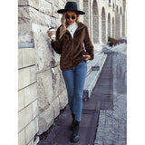 Women Trench Coat Autumn Lapel Long Sleeve Mercerized Zipper Mid-Length Babe Cashmere Casual Jacket