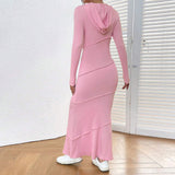 Women Dress Fall/Winter Slim Hip Hooded Long Sleeve Casual Dress