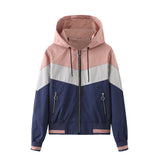 Women Trench Coat Women's Thin Trench Coat Women's Spring and Autumn Hooded Jacket Women's Outdoor Raincoat Color Matching Drawstring Coat