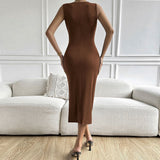 Women Dress Sexy V-neck Sheath Sleeveless Dress