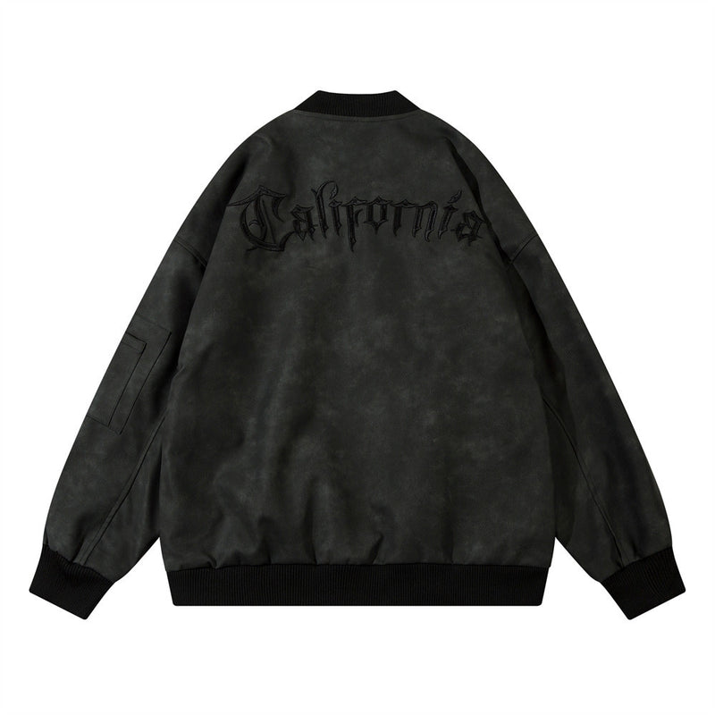 Men Jacket Coat Letter Embroidered Leather Jacket Men's Autumn and Winter Clothing Loose Casual
