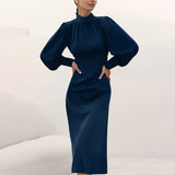 Women Dress Elegant Stand Collar Hip Skirt Women's Autumn and Winter Dress Dress