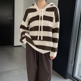 Women Winter Knitted Sweater Autumn and Winter Stripes Casual Loose Sweatshirt N2376