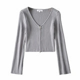 Women Sweater Knit Wear Spring and Autumn Double Zipper Knitted Cardigan Jacket