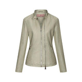 Red Leather Jacket Autumn and Winter Leather Women's PU Leather Jacket