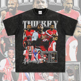 Mens Vintage Football T-Shirt Vintage Henry Printed Short Sleeve T-Shirt Washed Crew Neck
