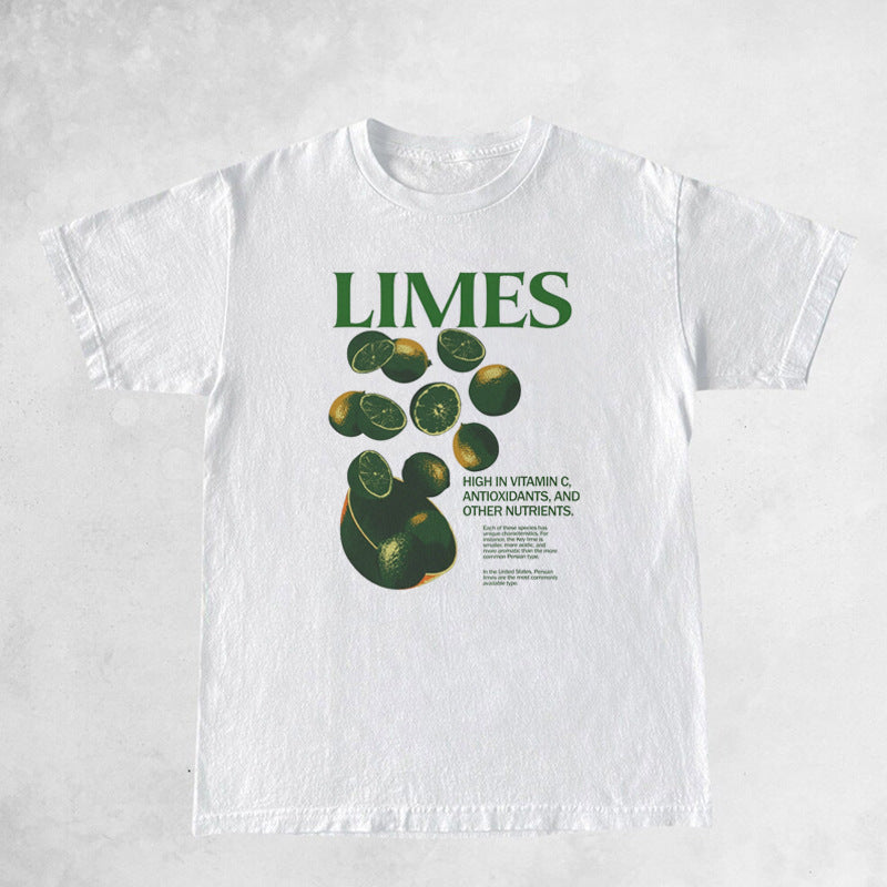 Retro Style Limes Graphic Tees Oversized Vintage Aesthetic