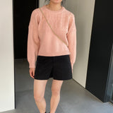 Women Winter Knitted Sweater Crew Neck Thick Sweater Autumn and Winter Leisure Loose-Fitting Long Sleeve Sweater X3058