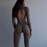 Women Jumpsuit Spring Slim-Fitting round Neck Sexy Backless Zipper Jumpsuit