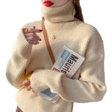 Women Knitted Pullover Autumn and Winter Turtleneck Sweater Slim Fit Top Sweater