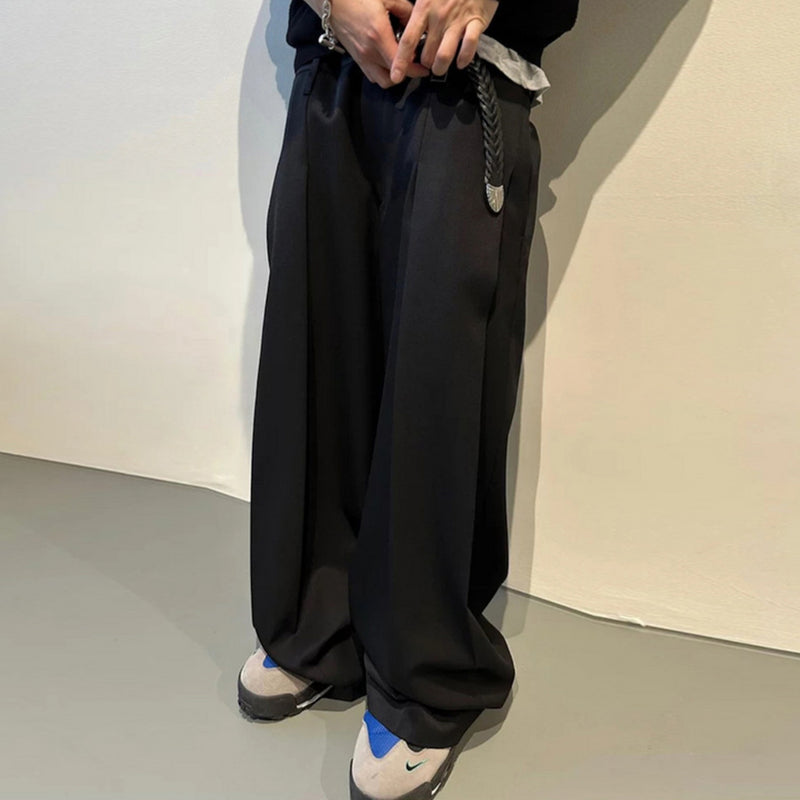 Color straight casual trousers