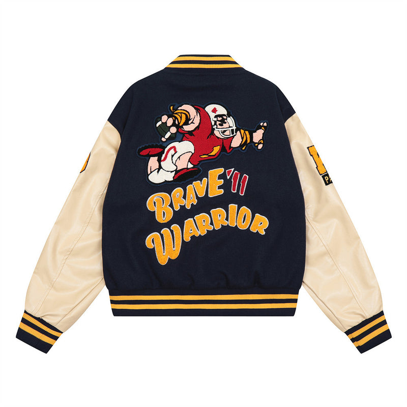 Men Jacket Coat Baseball Uniform Ins Loose Men's Long Sleeve Contrast Color Jacket Coat Winter