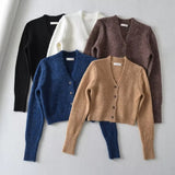 Women Sweater Knitwear Spring and Autumn V-neck Single-Breasted Knitted Cardigan