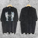 Amiri T Shirts Washed and Worn Retro Short Sleeve T-shirt