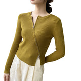 Women Cardigan Sweater Autumn Coat Zipper Slim Fit Short Long Sleeve Top Coat 8t8160