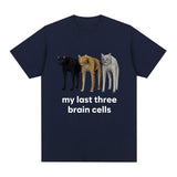 Funny My Last Three Brain Cells Cats Meme T Shirt Men's