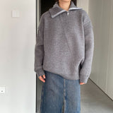 Women Winter Knitted Sweater Autumn and Winter Loose-Fitting Long Sleeve Sweater 1t8850