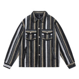 Unisex Jacket Autumn Brushed Striped Coat