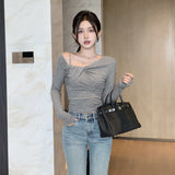 Women Tops Autumn and Winter Leisure Style Long Sleeve Sexy Dew Slim Top