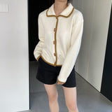 Women Cardigan Sweater Winter Cardigan Lapel Loose Button Sweater X3057