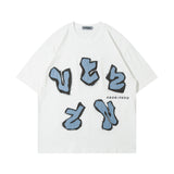 Men T Shirt Spring/Summer Letters Contrast Color Affixed Cloth Embroidered Short Sleeve T-shirt