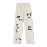 Men Sweatpants Graffiti XINGX Printed Casual Trousers Men's Straight Loose Wide Leg Pants