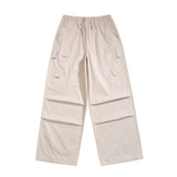 Men Sweatpants Velcro Pocket Wide-Leg Overalls Loose Casual Pants Trousers