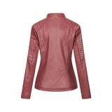 Red Leather Jacket Autumn and Winter Leather Thin PU Leather Jacket