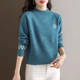 Women Knitted Pullover Short Sweater Autumn Knitted Long Sleeve Autumn and Winter